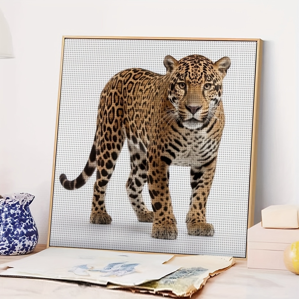 Complete JAGUAR Cross-Stitch Kit, Color-Coded Threads
