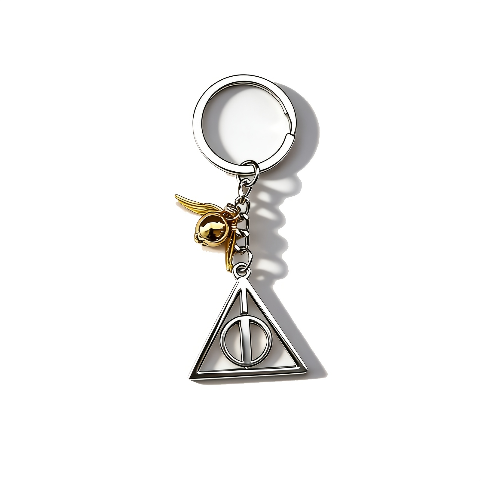TEMU Harry Potter Metal Keychain Deathly Hallows Golden Fan Collection Gift Hogwarts Jewelry Gift Christmas Gift Hogwarts Merch Stuff
