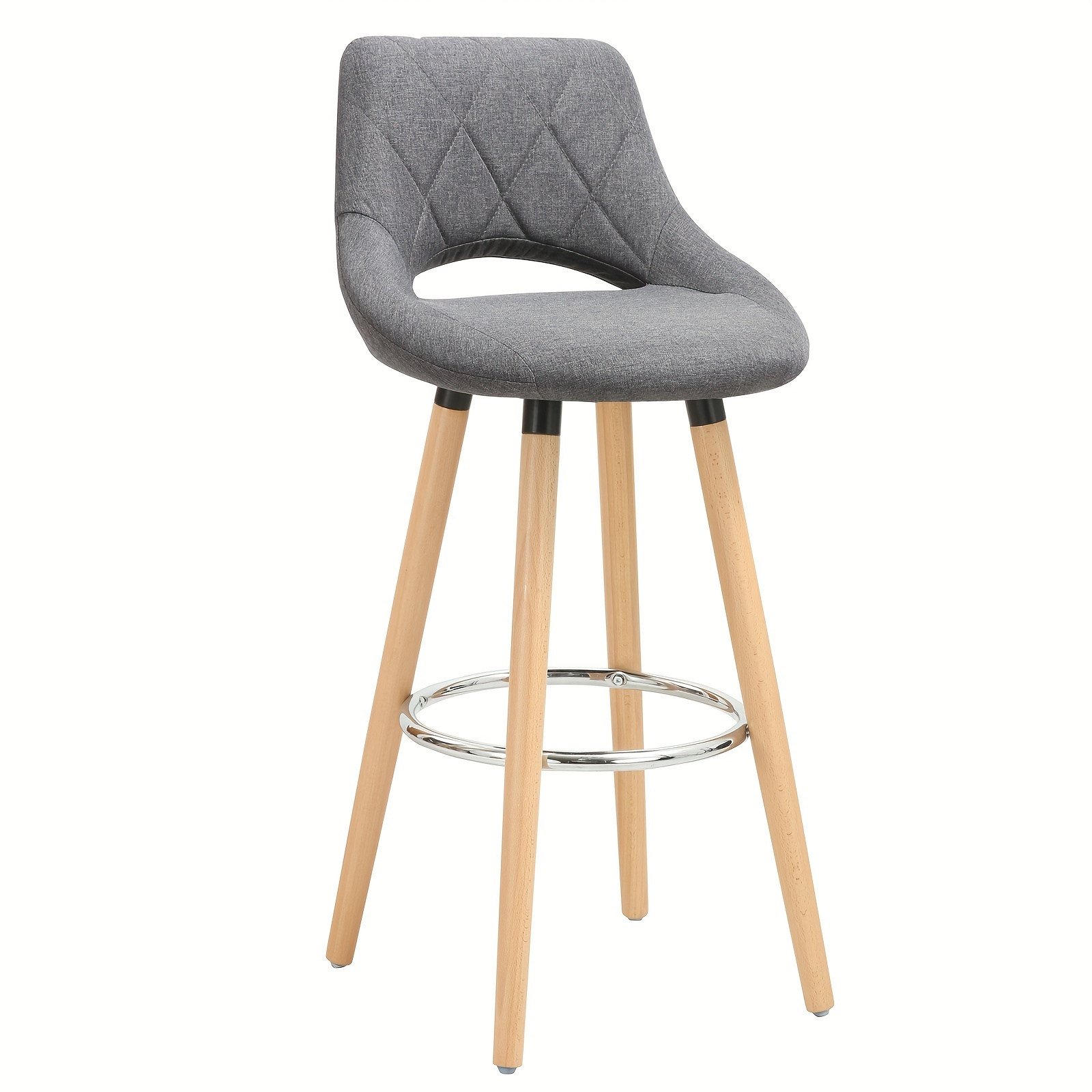 1pc Bar Stool Bar Stool In Leather Wooden Frame With Backrest And Footrest Designer Chair Kitchen Chair