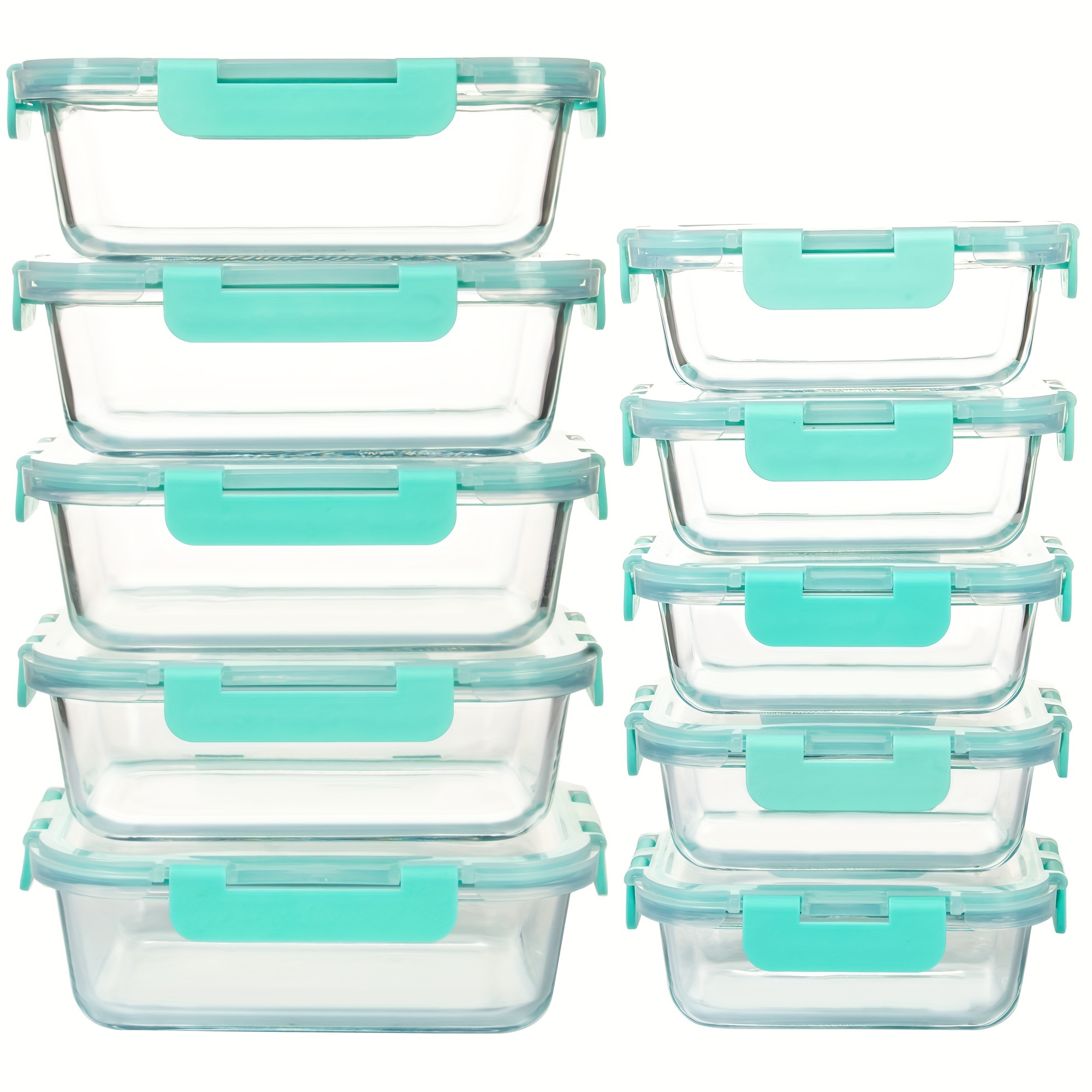 

[10-pack] High Borosilicate Glass Meal Prep Containers Set, Food Storage Containers With Airtight Leakproof Lids, For Home Kitchen Office Lunch Restaurant