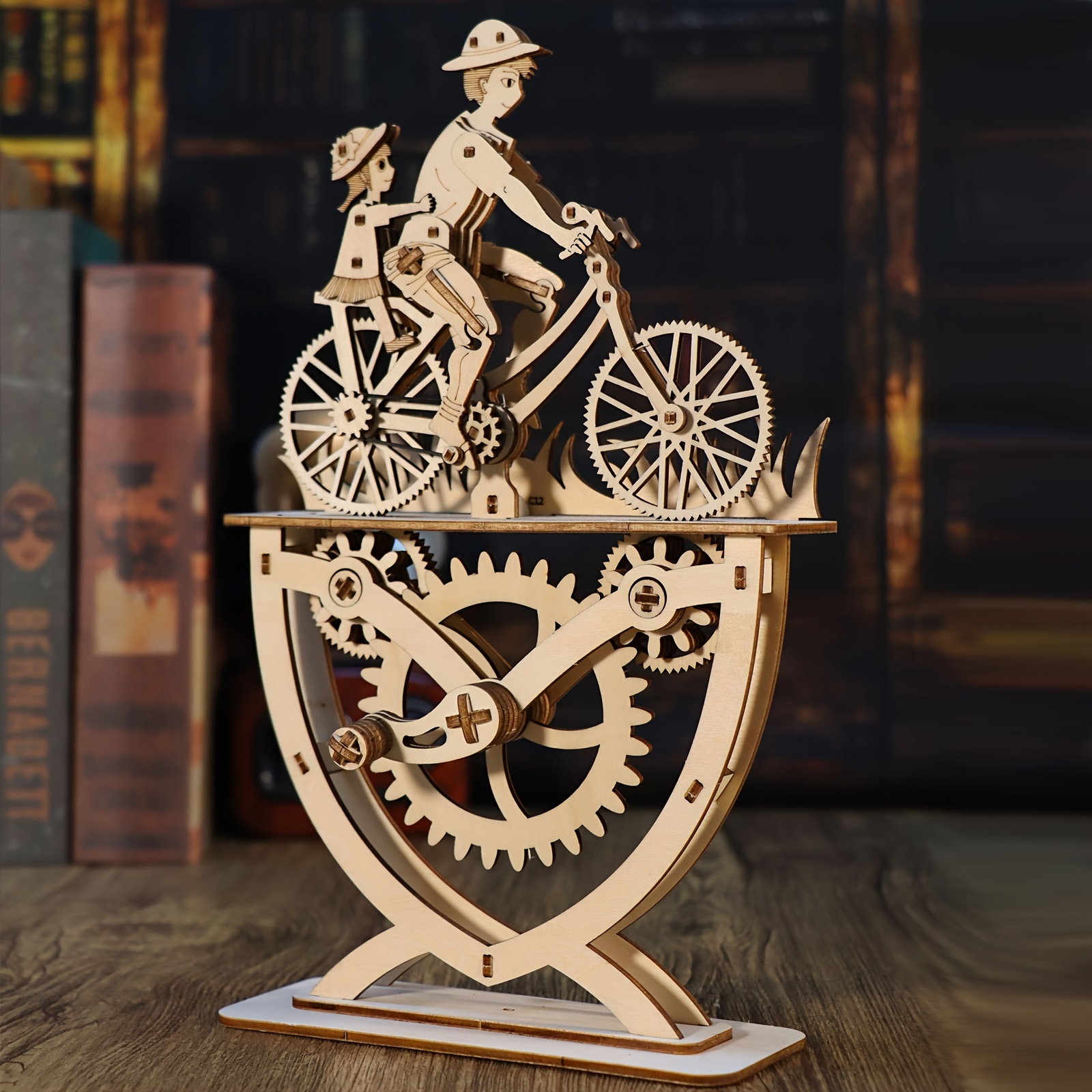 TEMU 3d Wooden Puzzle Father And Daughter Diy Handmade Assembly Model Kits Creative Decoration Wood Craft Brain Teaser Wood Gifts For Christmas