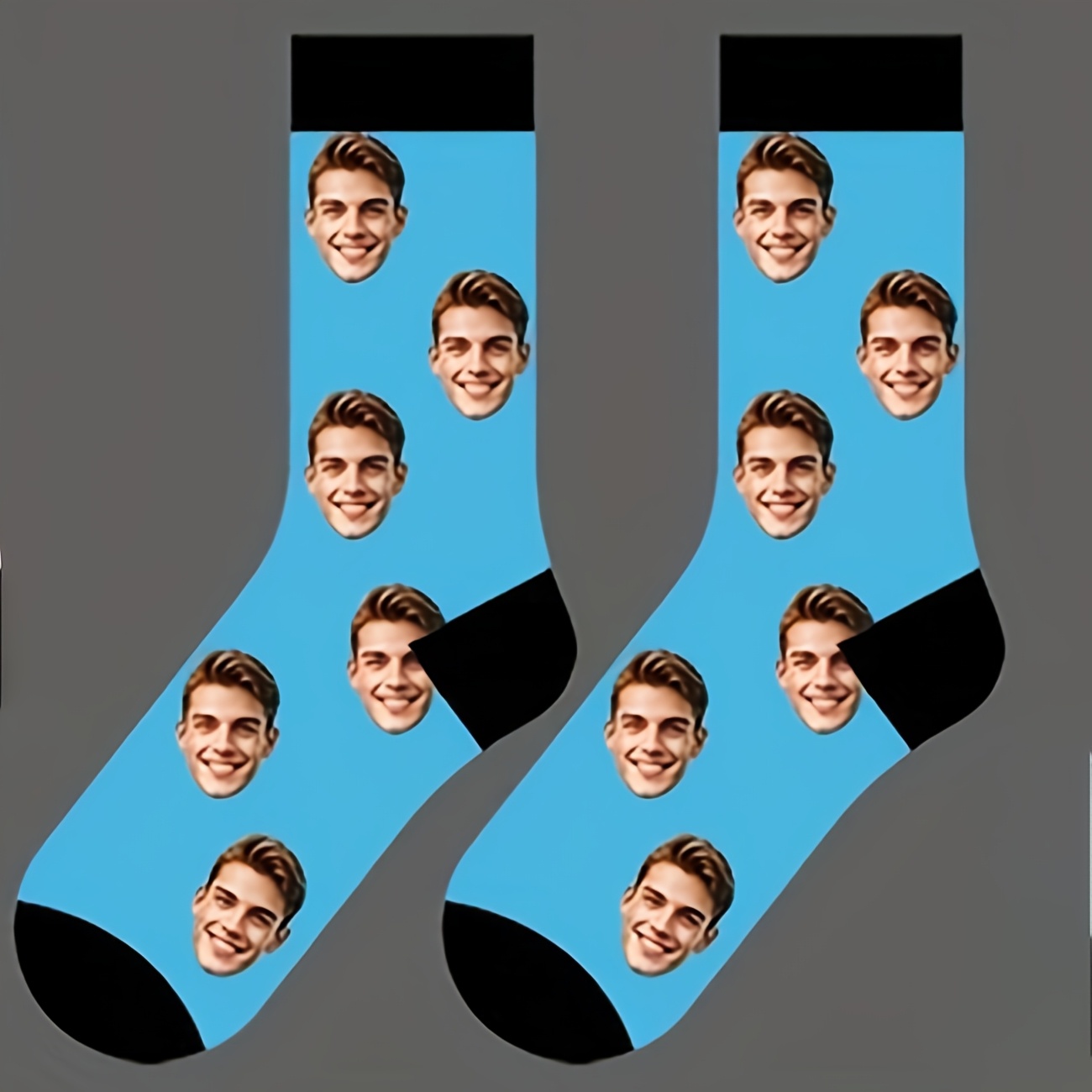 TEMU A Pair Of Personalized Custom Men's Mid-calf Socks, Featuring Stylish Designs For Couples, With Fun Custom Images Suitable For Valentine's Day,