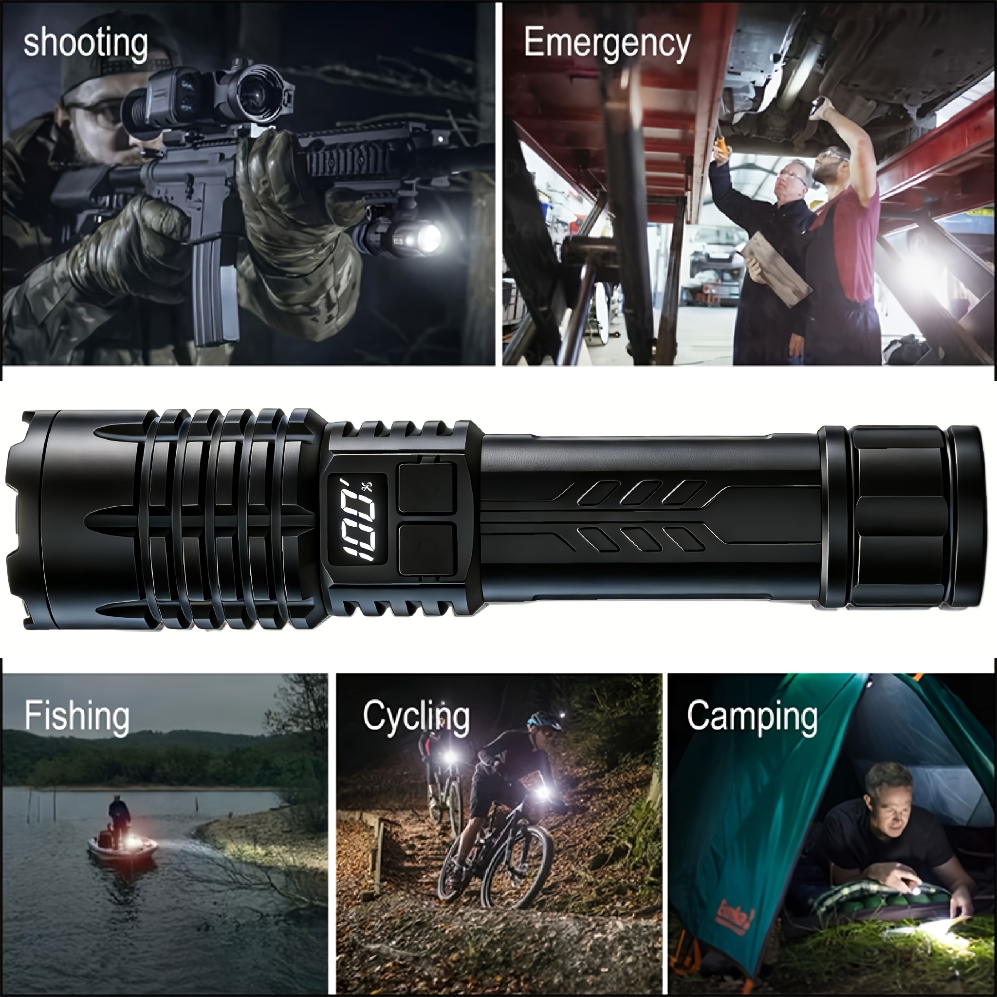 4-Pack Tactical Survival Kit Must Have: Super Bright Rechargeable LED Flashlights Set, Zoomable Spotlight & USB Charging For Emergency Preparedness, Power Outage Supplies, Camping Gear, Perfect Men Gifts