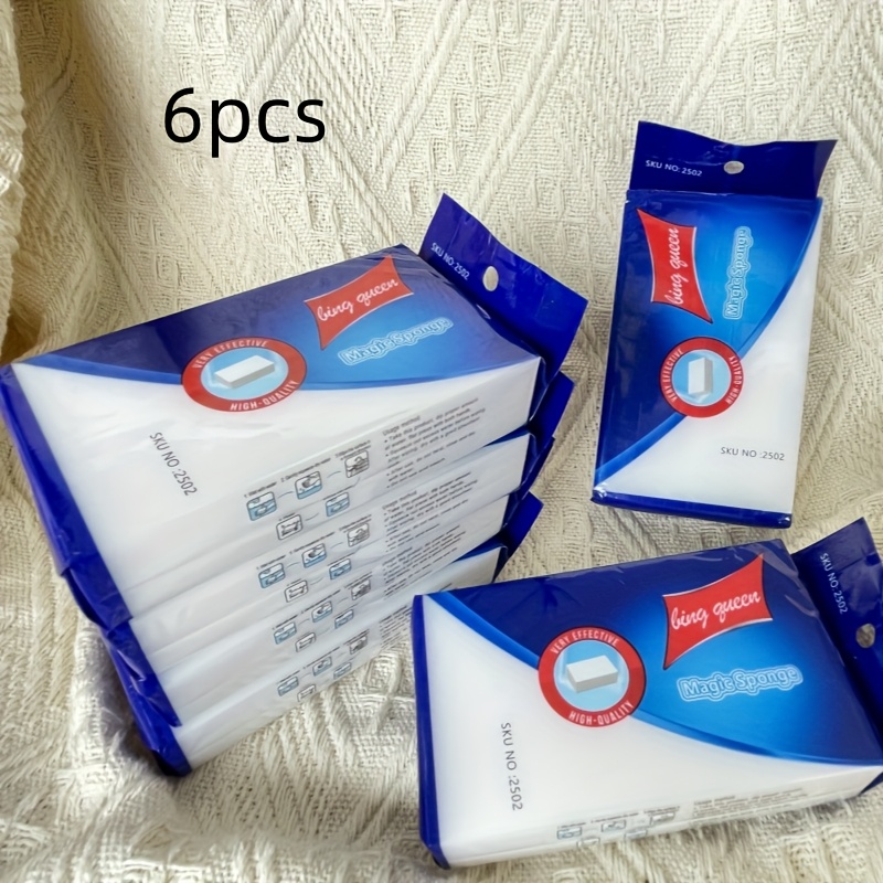 6pcs Magic Eraser, High And, Melamine Material, Effective Against Kitchen Grease, Bathroom Scale, Office Appliance Stains, And Car Interior Stains, No Cleaning Solution Needed, Cleaning Supplie