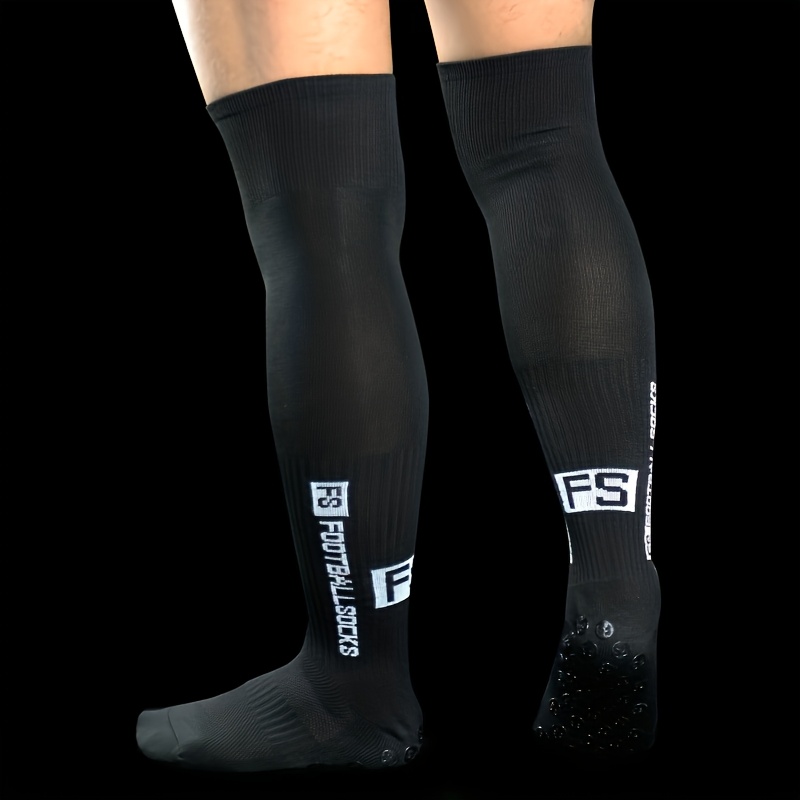 TEMU 1 Pair Men's Long Circular Foot Silicone Anti-slip Cushioning Over-the-knee Socks, Low-cut Sports Towel Design, Soft Sweat-absorbing, Anti-odor