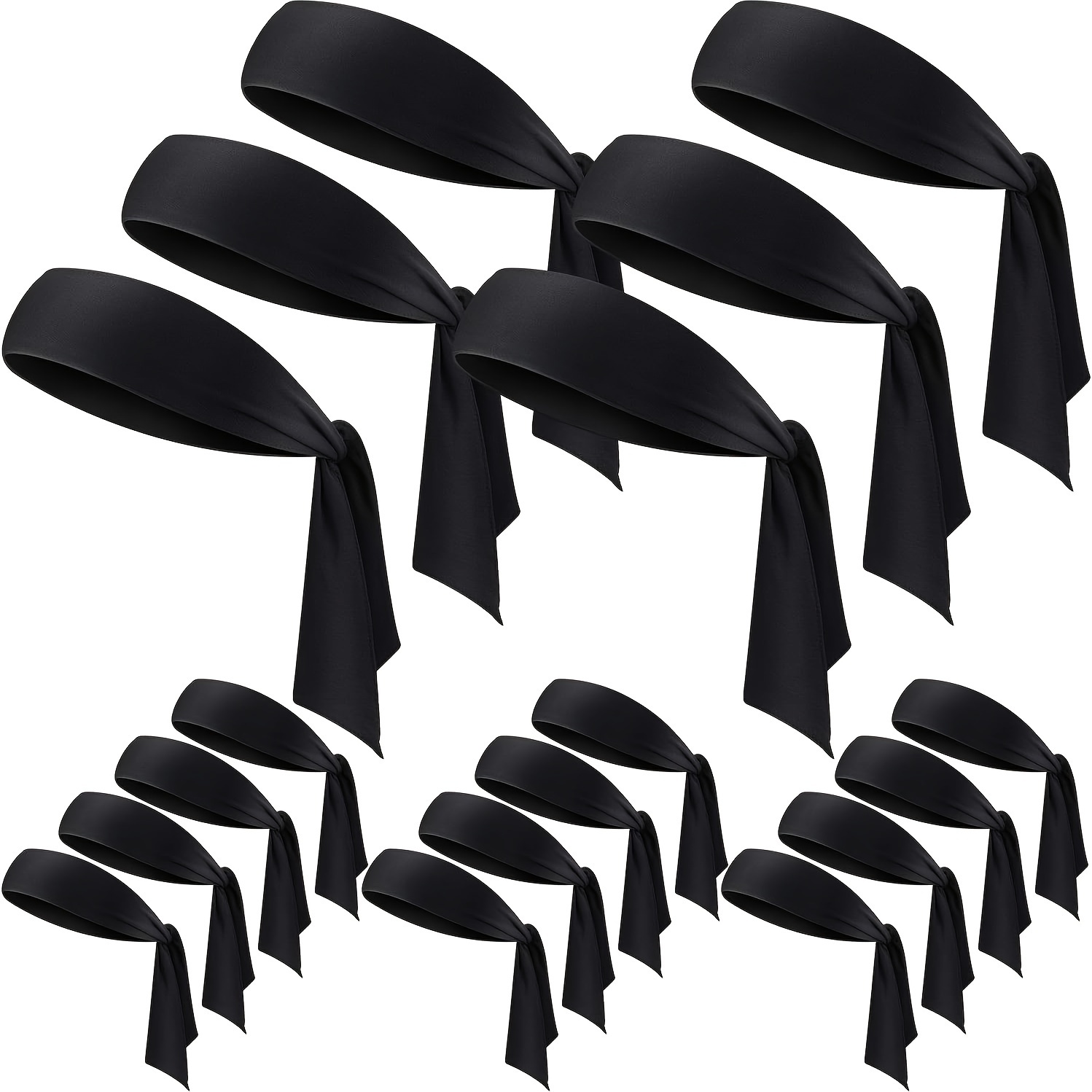 Image of 18 Pack Sports Tie Headbands For Men Women, Karate Headbands, Athletic Sweatbands Athletic Hair Wrap Bands For Tennis Basketball Running Workout Sports