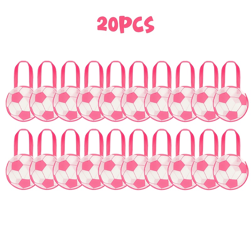 TEMU Soccer Event 2026 - Gift For Her/him 20pcs Pink Soccer Gift Bags With Handle, Soccer Party Favor Bags, Reusable Non Woven Gift Bag Sport Goodie