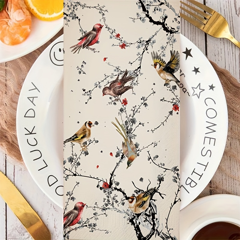 

20pcs Bird-themed Decorative Paper Napkins, Towels For Dinner, Bathroom, - Ideal For Christmas, New Year, Wedding, Anniversary, Birthday Parties