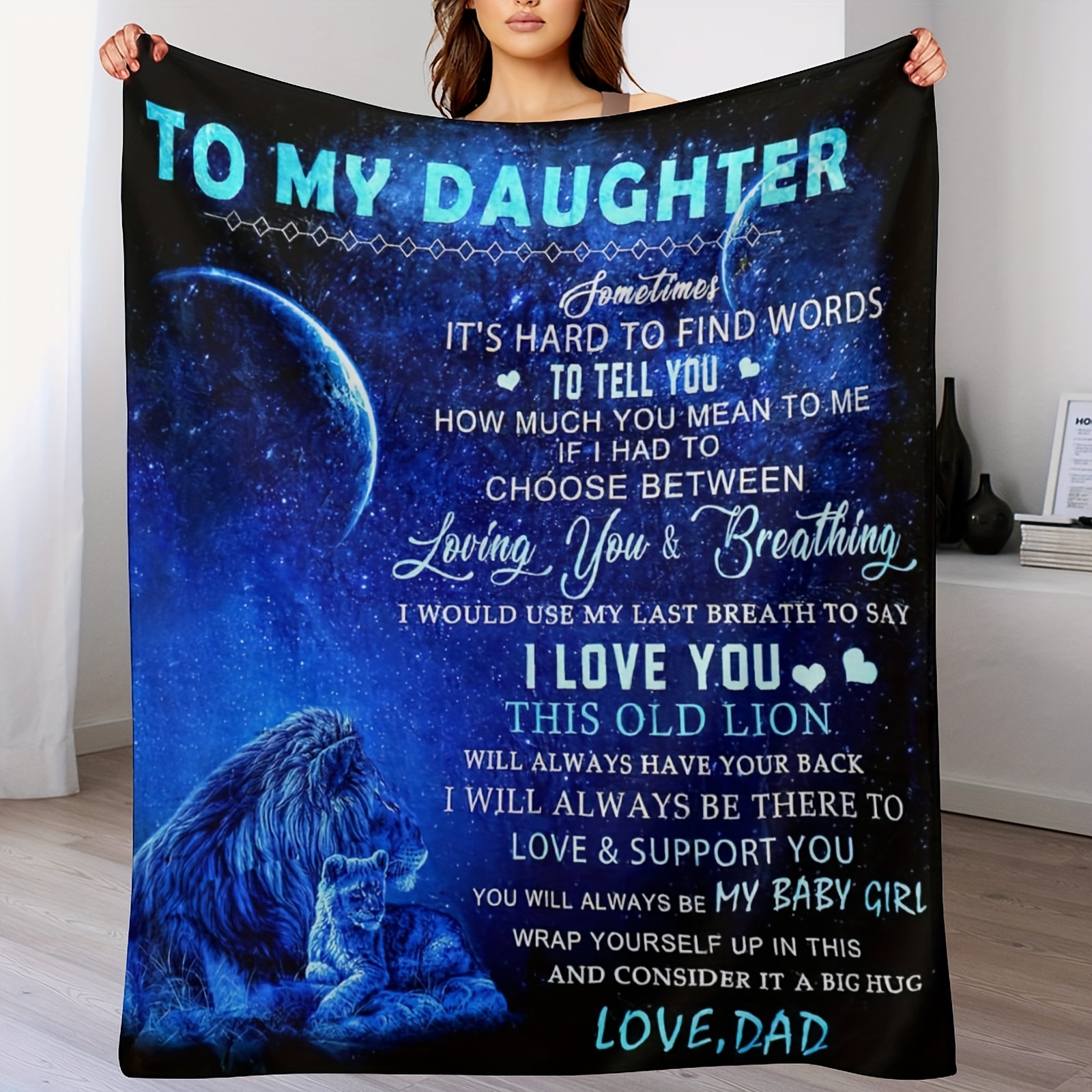 

Blanket, To My Daughter From Dad, Gift For Daughter, Throw Blanket, Super Soft Cozy Flannel Blanket For Bed Sofa Birthday Christmas Thanksgiving Day