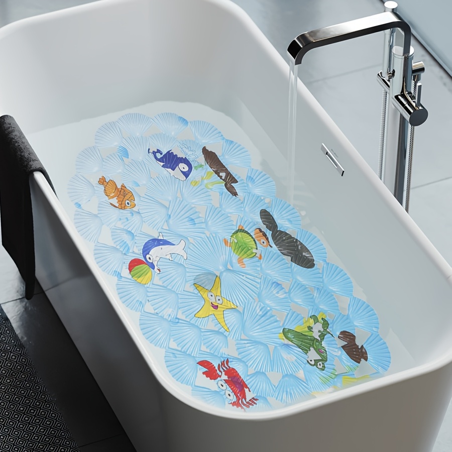 Image of 1pc Cartoon Shell Pvc Quick-dry Non-slip Bathroom Mat Bath Mat Strong Anti-slip Cartoon Bathroom Rug