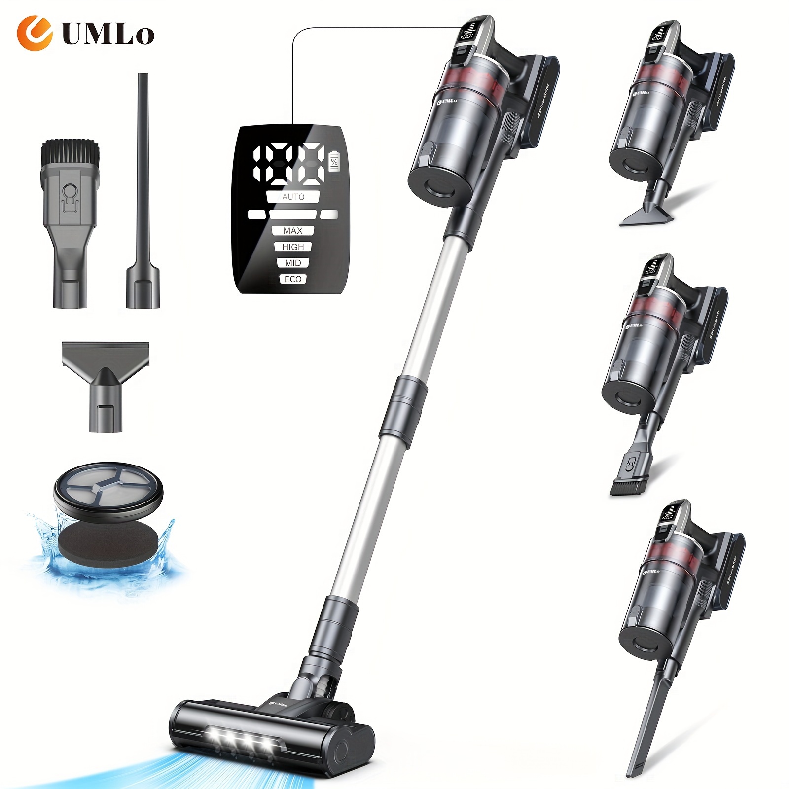 

Cordless Vacuum Cleaner, 500w/33kpa Stick Vacuum, Auto Mode, 60mins Runtime, 8-in-1 Cleaner For Home, Lightweight Vacuum, Anti-tangle, Led Screen For Floor Carpet Pet Hair