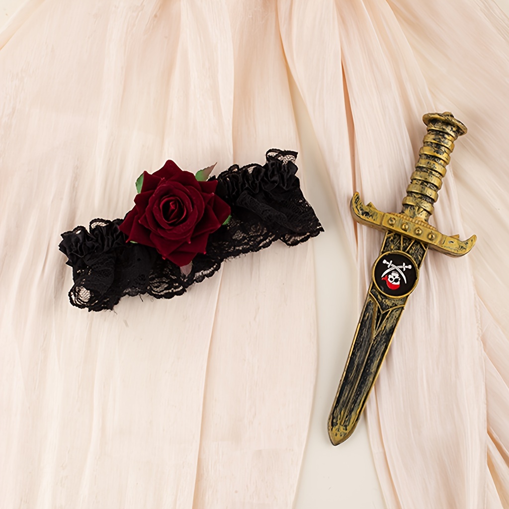 TEMU Lace Flower Leggings Burgundy Flower Similar Lace Leggings Women's Pirate Theme Lace Leggings Suitable For Role Playing Lace Leggings Yunying