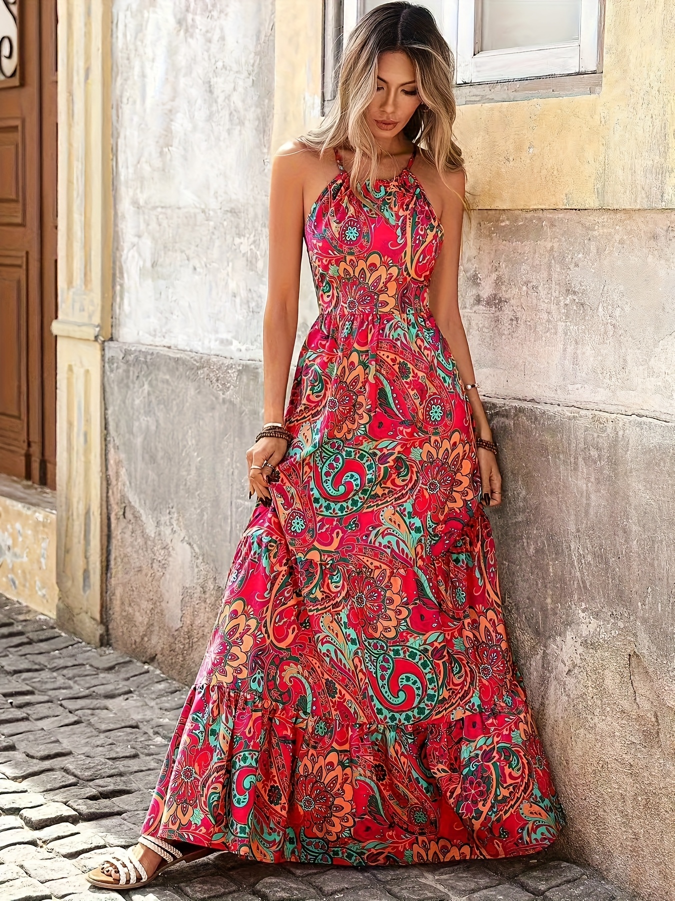 Ladies' Elegant * Printed Backless Dress