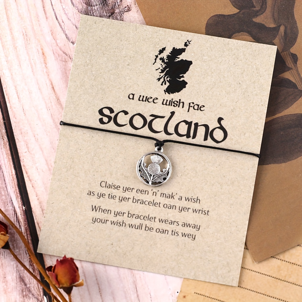 E-shop Schottisches Wunscharmband, schottischer Thistle , Glücksarmband, Thistle Schmuck, Gedenkarmband, Geschenk für Männer und Frauen