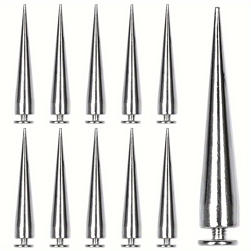 

Punk Style Silvery Cone Spikes & Bullet Rivets Set - 15/30pcs, 40mm Large Alloy With Screwback For , Bags & Accessories