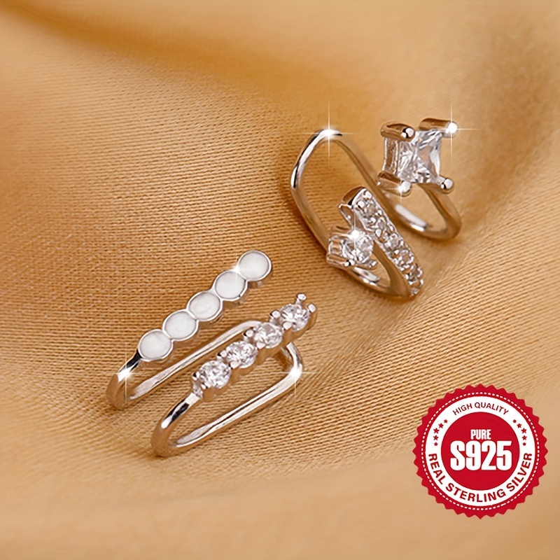 Hypoallergenic Asymmetric U Shaped Ear Cuff, S925 Silver