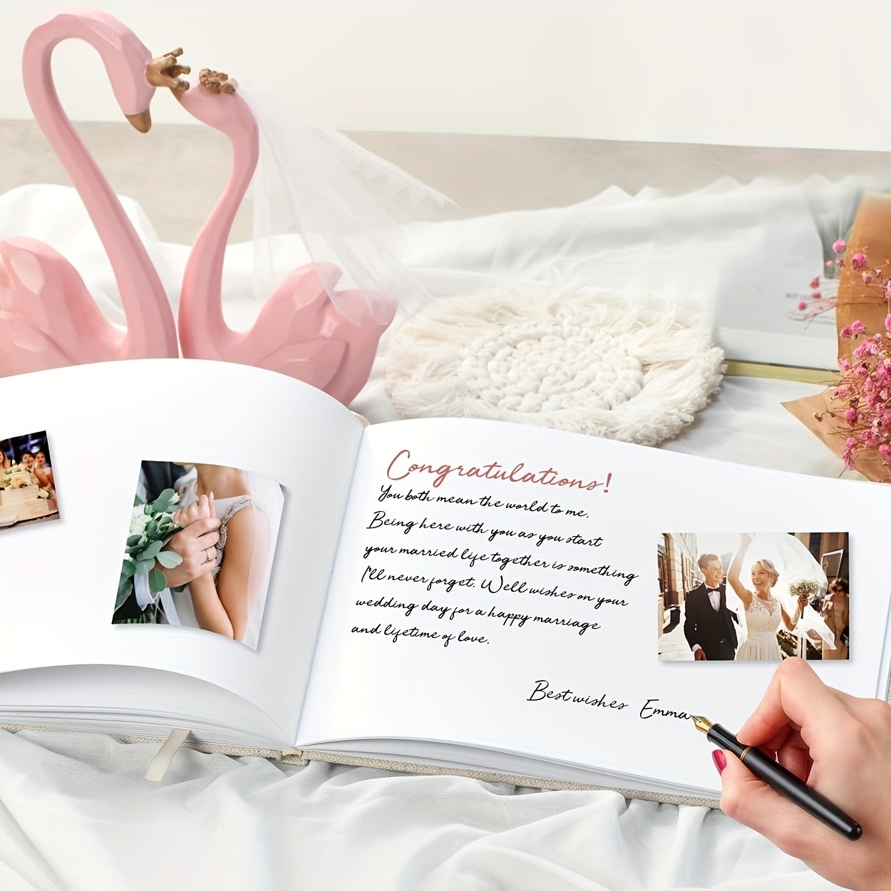 Libro Degli Ospiti Per Nozze Con Titolo Dorato – Stile Vintage – Copertina Elegante