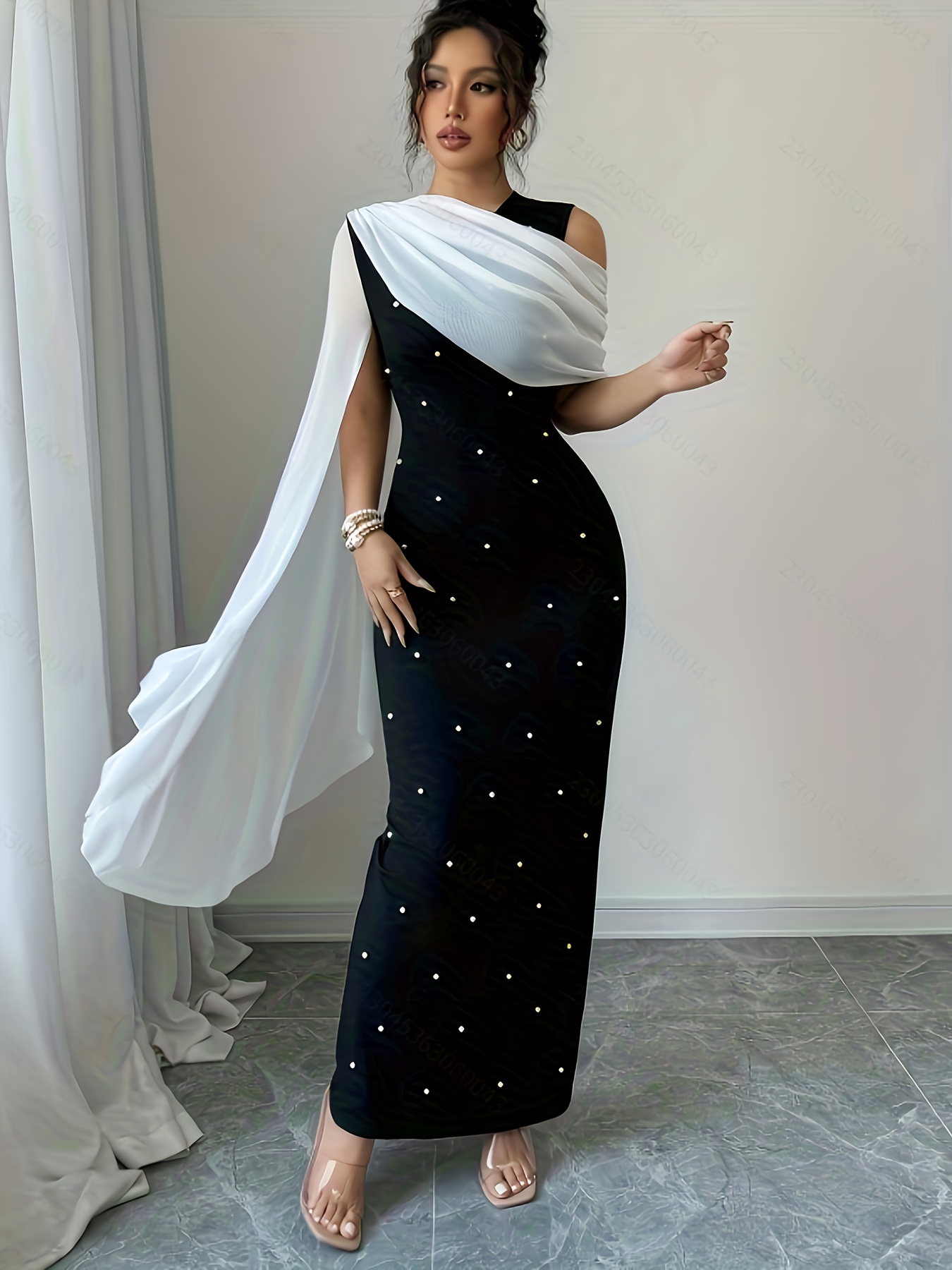 Women's Elegant Asymmetrical Bow Sleeveless Long Gown, Suitable For Parties,