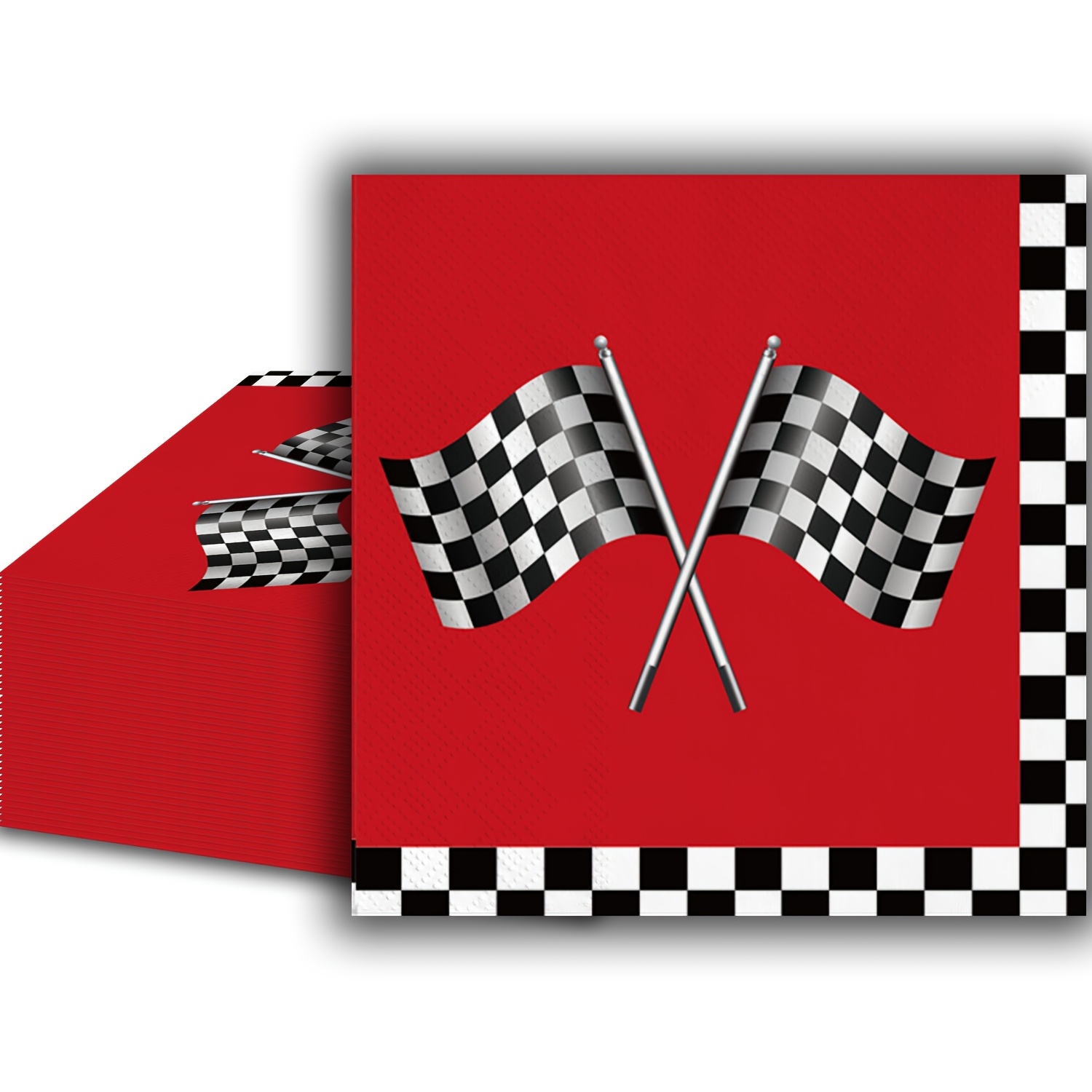 TEMU 40pcs Luxenara Racing Car Checkered Flag Napkins Suitable For Graduation, Prom, Homecoming Parties - Paper With Red Black , Themed Table Decor