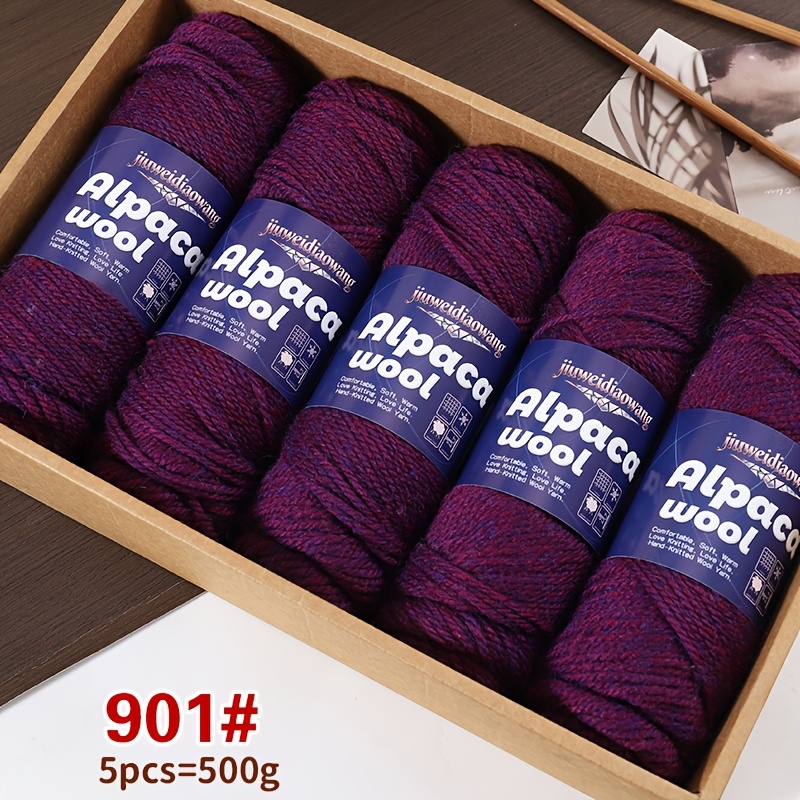 TEMU 490g Alpaca Wool Pure Needle Thick Wool Yarn Hand Knitting Production Autumn Winter Warm Gift Men Women Oversized Coat Sweater Shawl Hat
