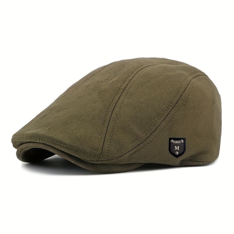 TEMU Simple Plain Cap Beret Hat Spring/autumn British Style Duckbill Cap Vintage Cap