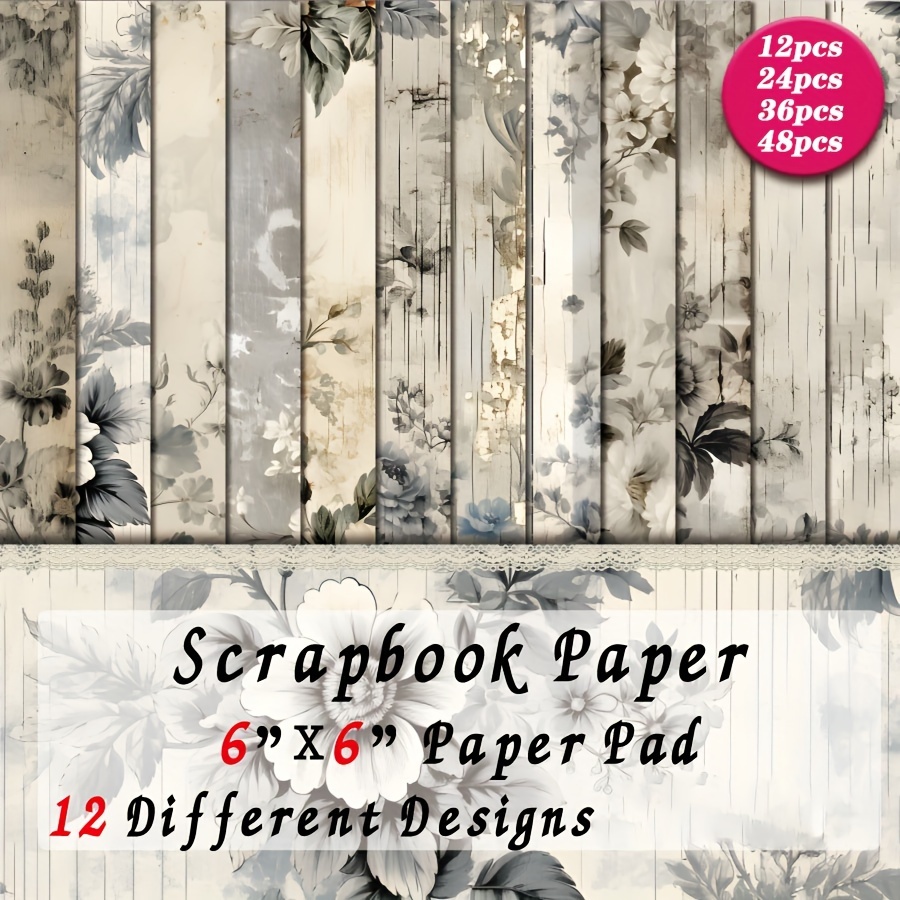 

- 6x6 Decorative , Assorted Backgrounds For Journaling, Card Making And Art Projects, In 12, 24, 36, 48 Sheet , Wood Textured