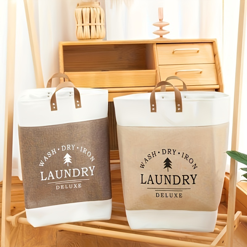 

Large Capacity Foldable Laundry Hamper - Cotton Fabric, Rectangular Dirty Clothes & Toy Storage Basket With Flap Closure