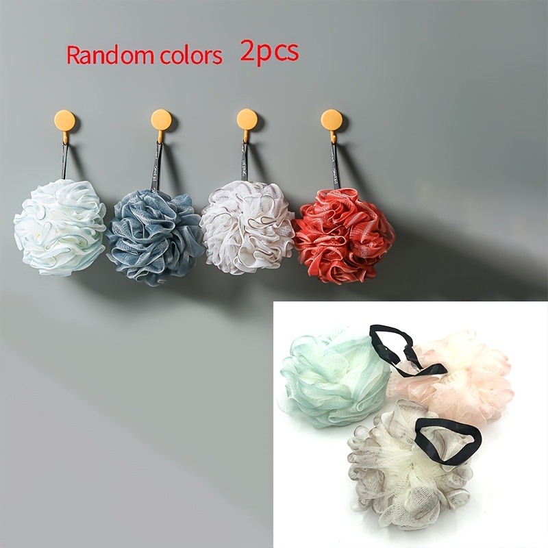 TEMU 2pcs Bath Balls, Colored Bath Scrubbing Towels, High-quality Appearance Female Bath Balls, Scrubbing And Back Rubbing Foam Nets, Foam Bath Balls