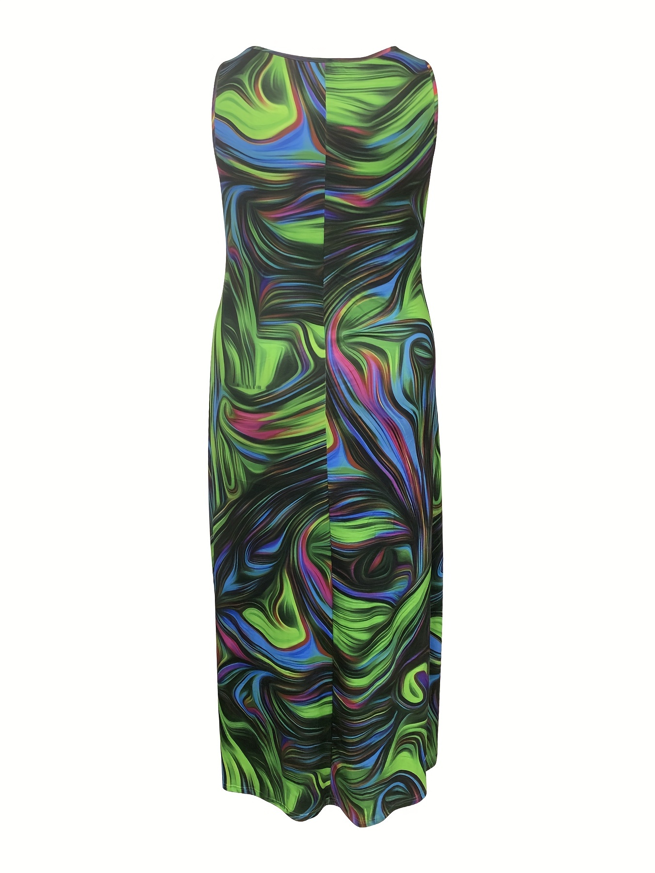 green emerald velvet dress Green and White Swirl Print Halter Neck Mini Dress main image 0