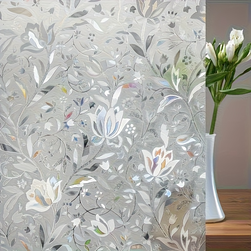 TEMU 1pc 90cm *500cm Tulip Decorative Window Privacy Film, 3d Colored Glass Window Stickers, Protection, Sun Protection And Heat Insulation, Suitable