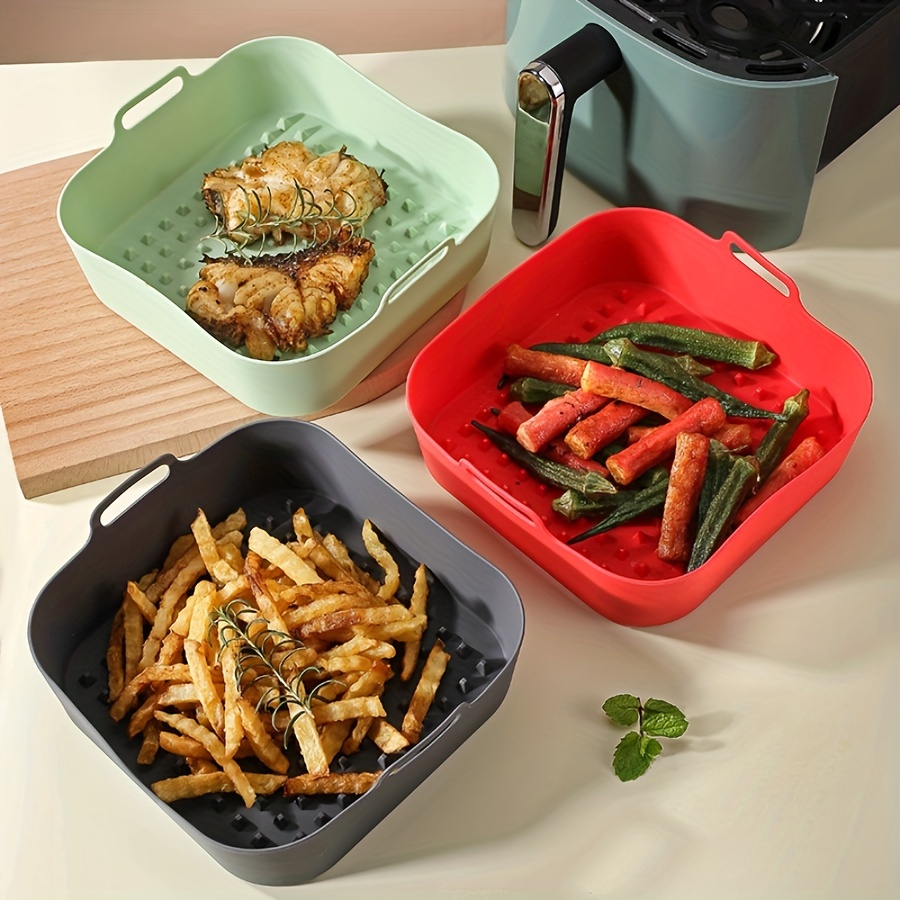 

1pc, Silicone Air Fryer Liner, Square Air Fryer Liners Pot, Silicone Basket Bowl, Reusable Baking Tray, Oven Accessories, Baking Tools, Kitchen Gadgets, Kitchen Accessories