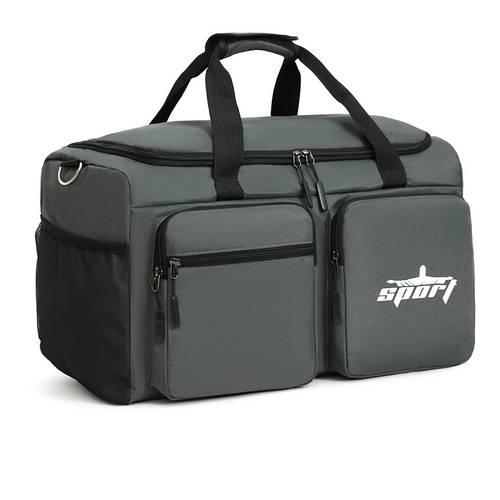casual travel bag with multiple front pockets mesh side pouches and adjustable long shoulder straps for yoga swimming storage gym pack weekend holiday luggage