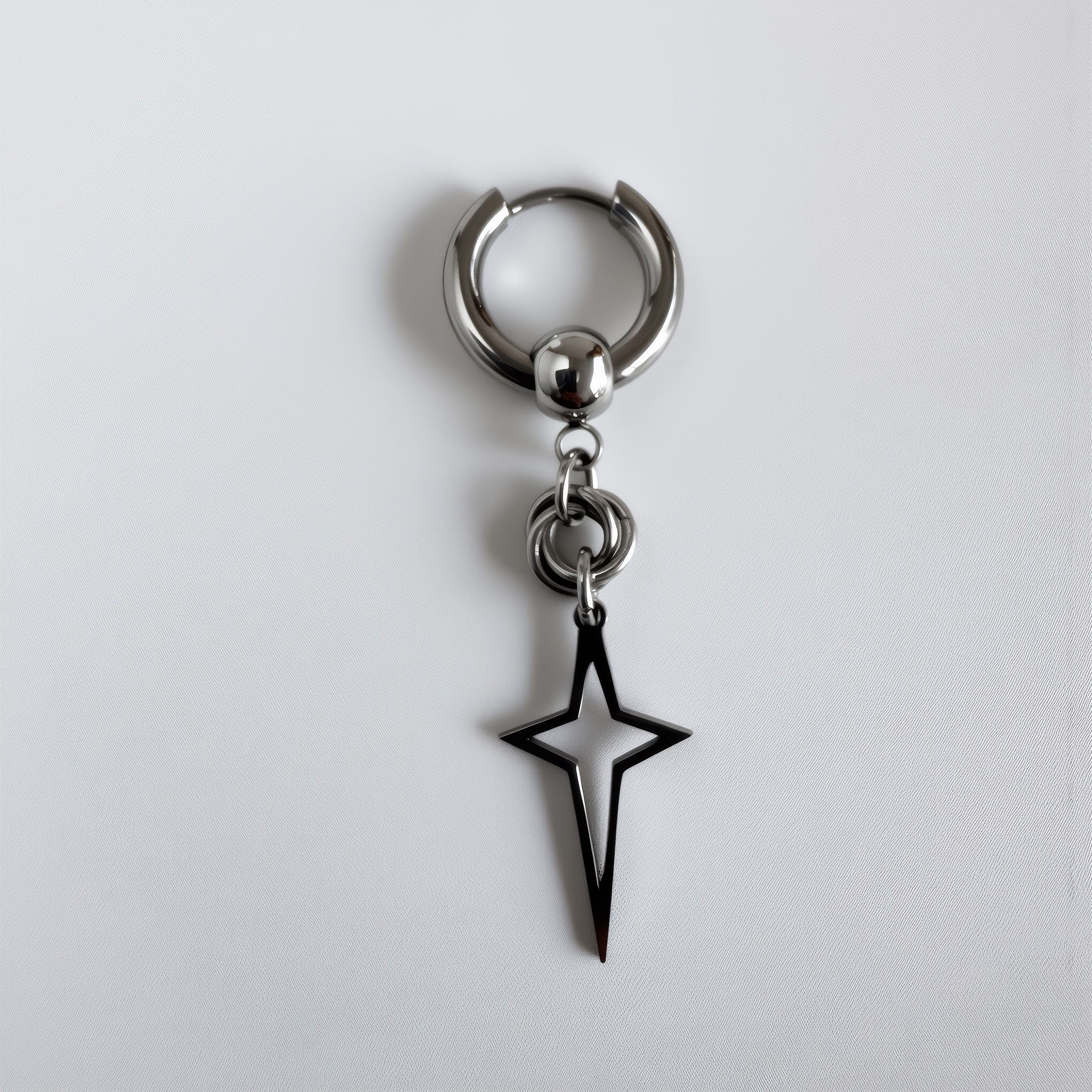 TEMU Pendientes de aro para de acero inoxidable estilo con colgante de estrella de puntas
