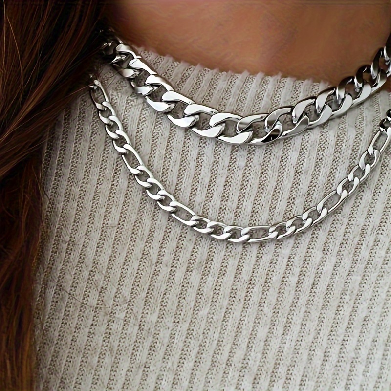 Stainless Steel Chunky Chain Layered Necklace