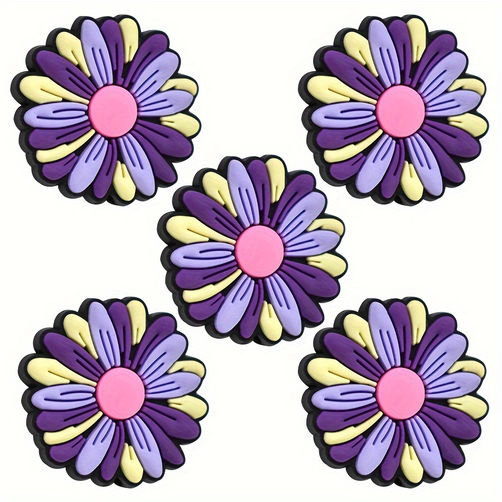 Image of 5pcs Colorful Purple Flowers Pen Beads For Jewelry Making Bracelet Necklace Creative Keychain Bag Chain Handmade Craft Supplies
