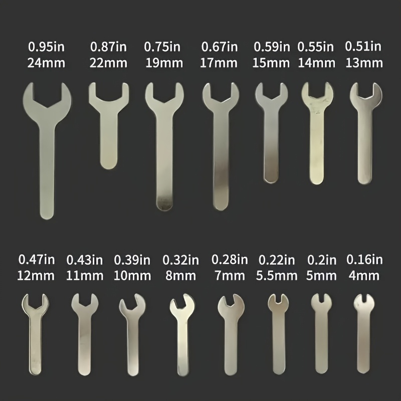 TEMU 15pcs Ultra-thin Wrench Set | Galvanized Metal Anti-rust, 4mm-24mm - Ideal For Home Renovation And Daily Maintenance