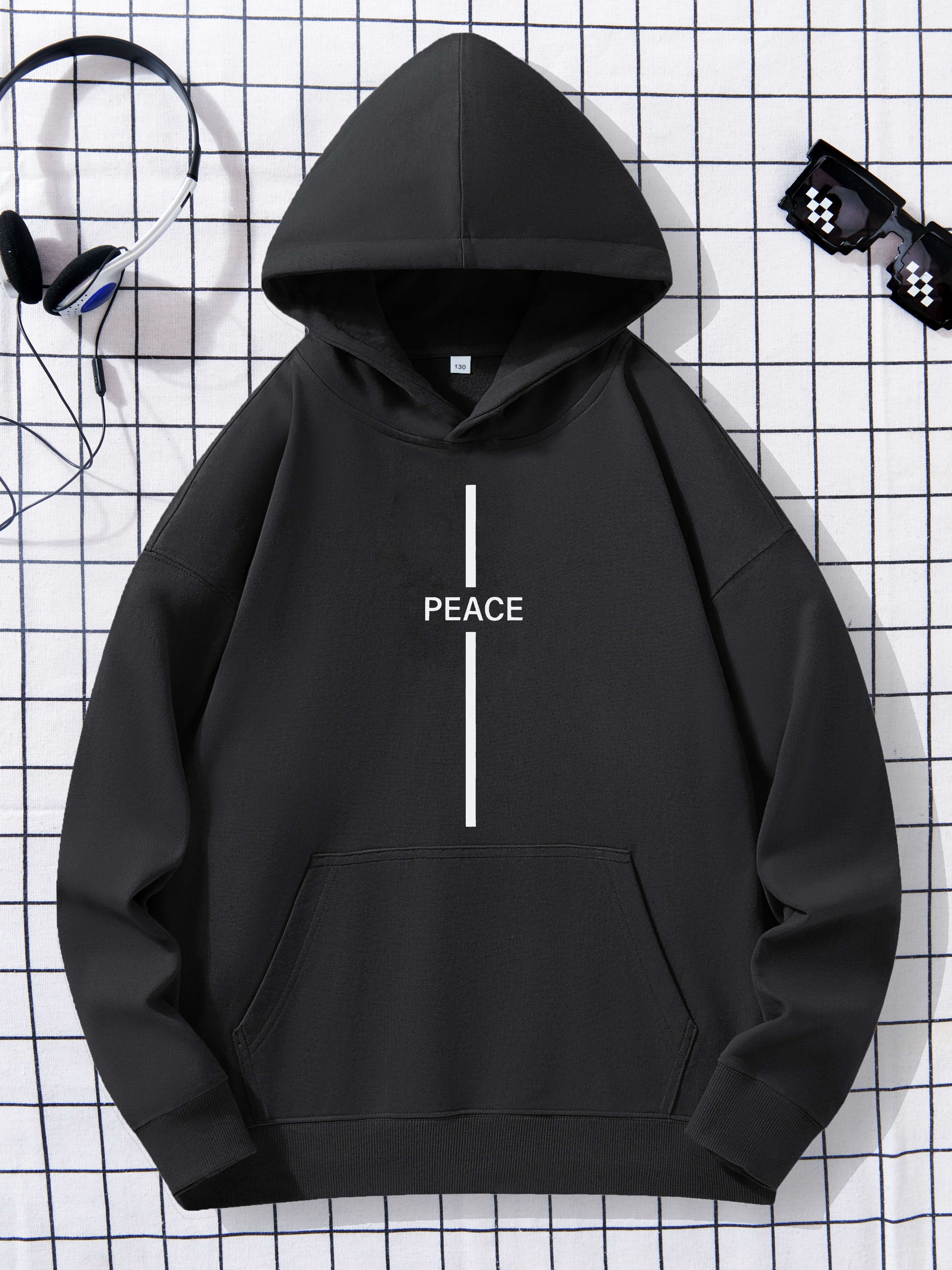 【BRICK】PEACE SLOGAN SWEATSHIRTS peace letter print hoodies boys casual graphic design - Temu