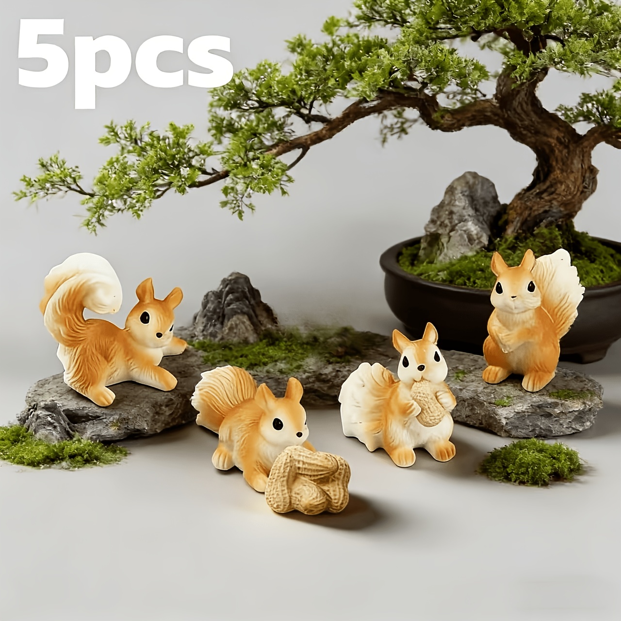 TEMU Set da 5 pezzi, Adorabili Ornamenti per Bonsai a Forma di , Paesaggio Ferroviario, Statuine per Decorazione Auto, per in Miniatura da Giardino,