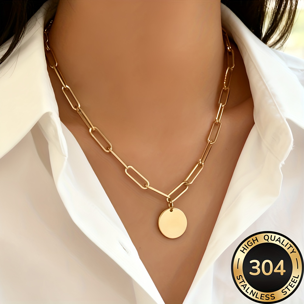 E-shop Hochwertige goldene Edelstahl-Halskette, farbecht, einfach und elegant, geeignet für den oder als modisches Accessoire für Partys, ein , das ein