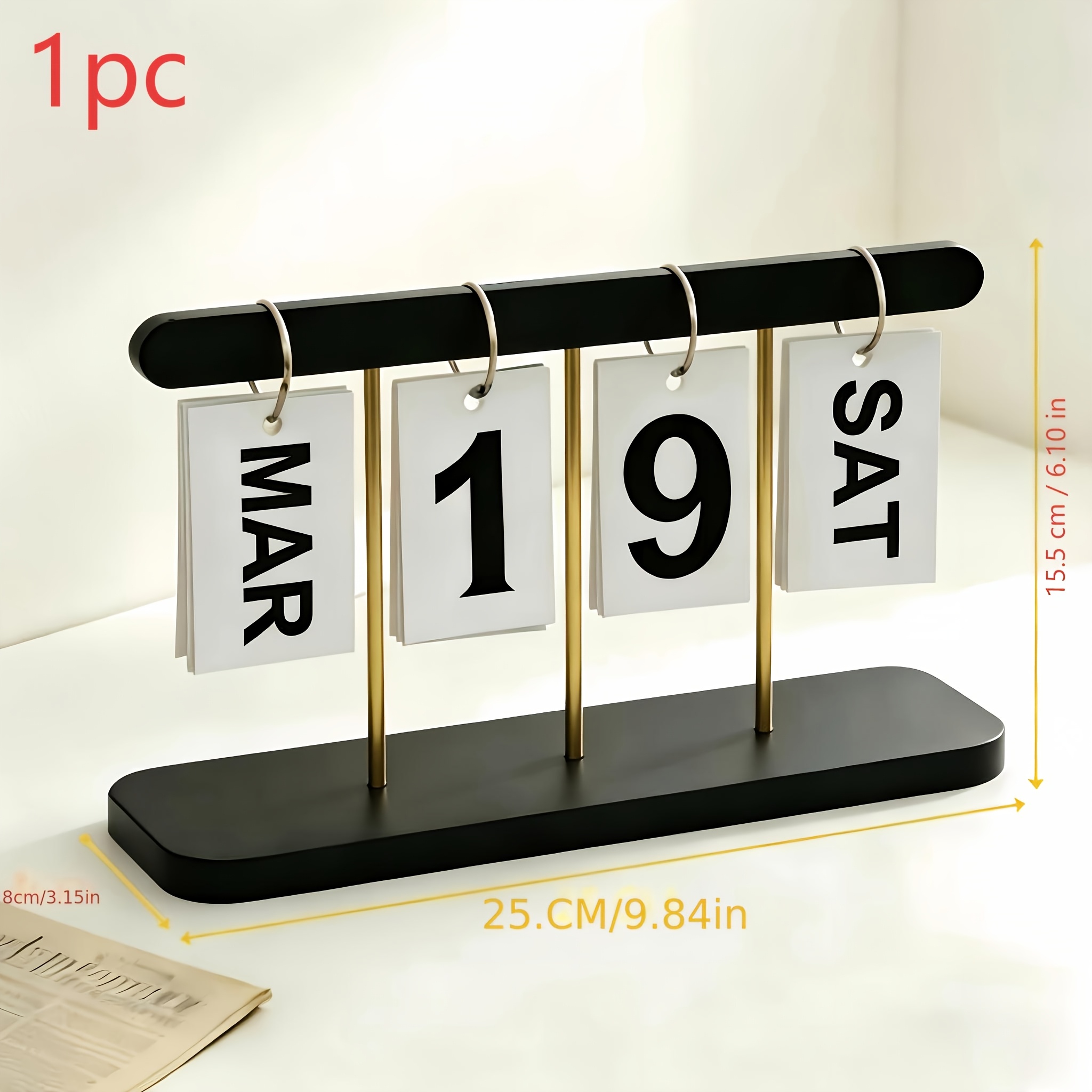 TEMU Calendrier à rabat avec affichage du jour, réutilisable, idéal pour la décoration de bureau, accessoires de photographie et la décoration