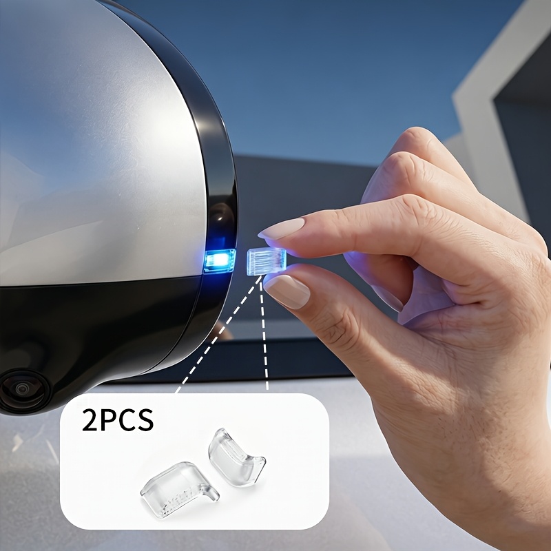 TEMU Adorno de incrustación óptica difusora de luz para espejo lateral, presentación armonizada de luz azul y luz intermitente, accesorio de moldura