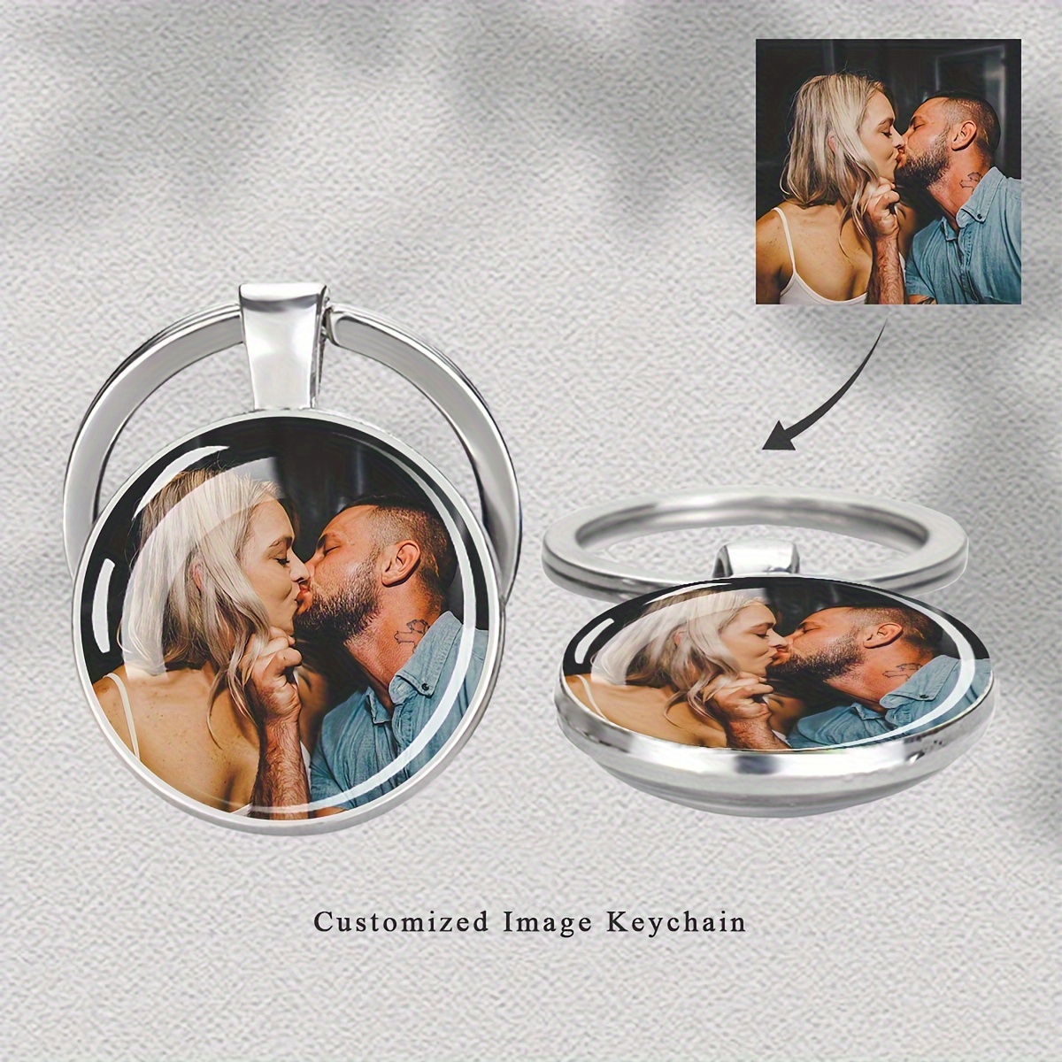 

1pc Customized Photo Keychains Personalized Couple Pet Picture Double Sided Glass Dome Pendant Custom Key Chain For Men And Women Keyring Creative Jewelry Anniversary Birthday Gift