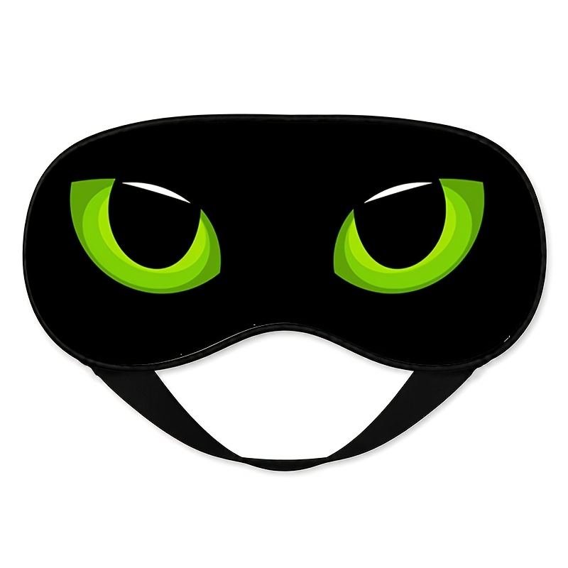 TEMU 1pc, Mysterious Cartoon Green Themed Pattern Printed Eye Mask, Adjustable Strap, Suitable For Napping And Travel Use, Soft, Comfortable,
