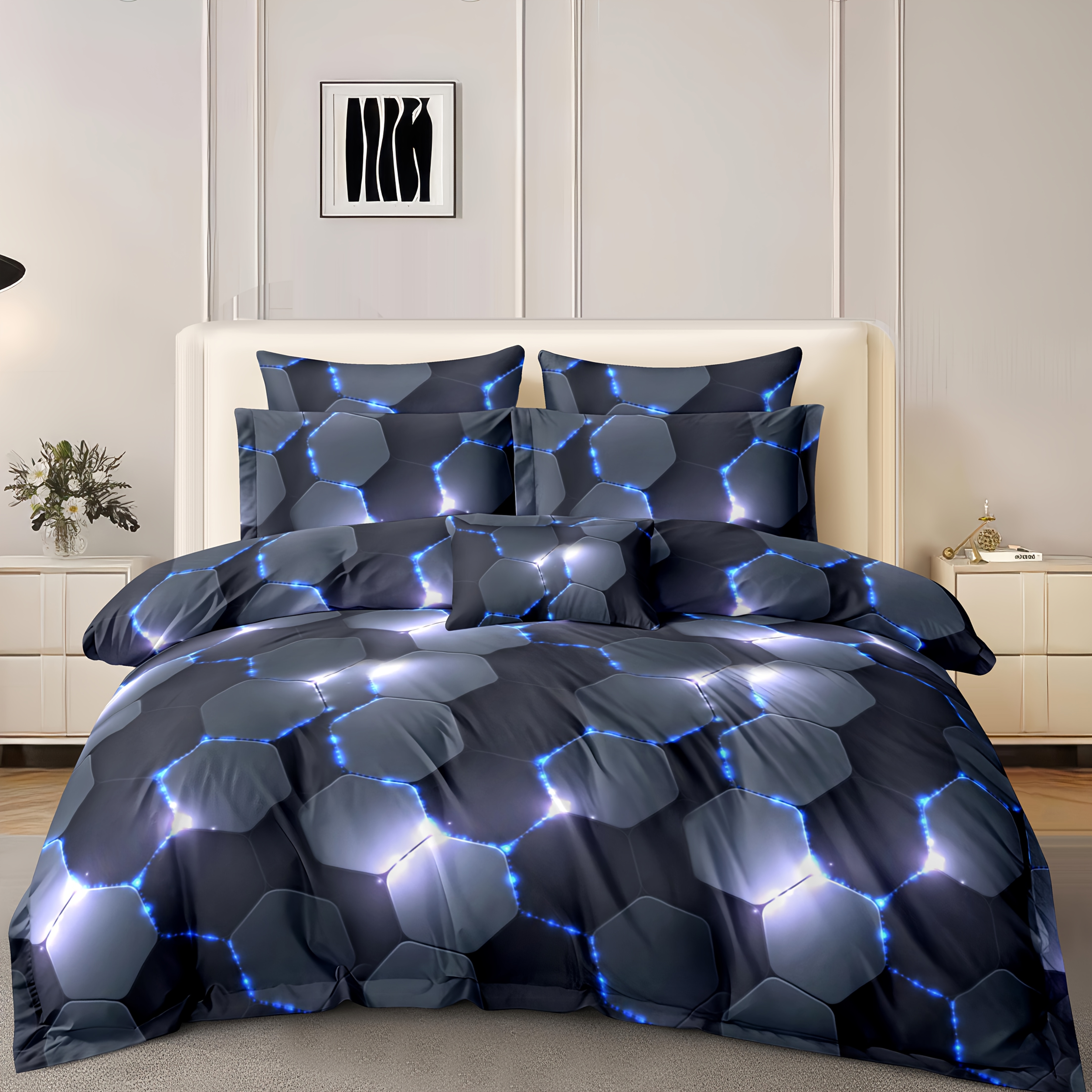 Image of 3pcs Printed Soft & Breathable Duvet Cover Set, 1 Duvet Cover + 2 Pillowcases, Polyester Material, 80g/m², No Bed Sheet Or Filling Included