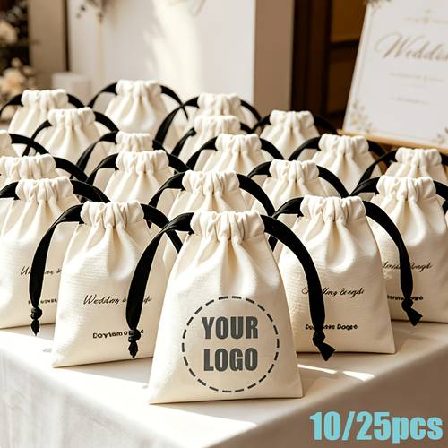 gift for her him 10pcs 25pcs personalized pattern logo drawstring gift bags custom gift bags with your design customizable any pattern and logo personalized jewelry bag suitable for wedding favors anniversary birthday parties