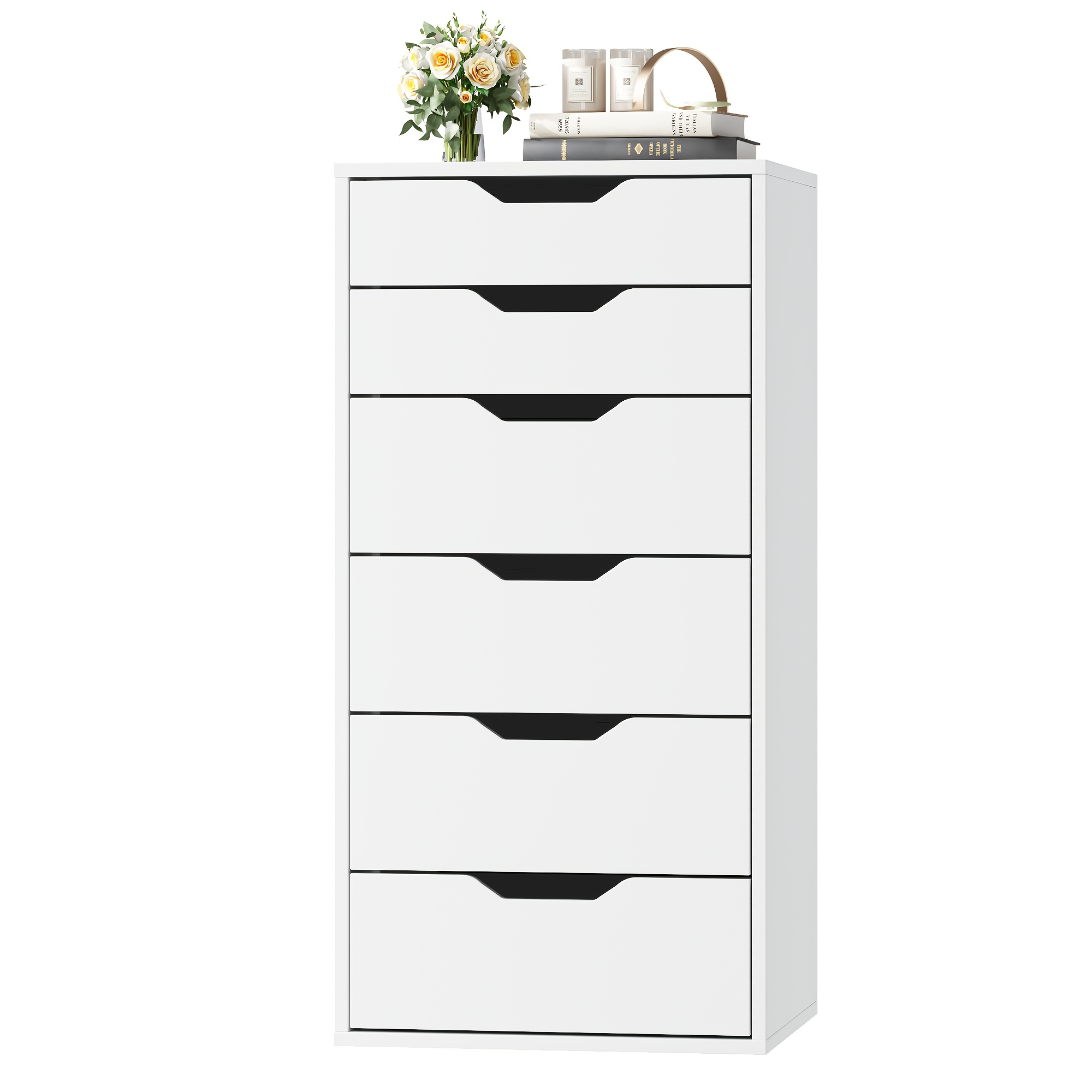TEMU Kealive Modern White Chest Of Drawers - Freestanding Storage Cabinet With Multi-drawer Unit Suitable For Living Room & Bathroom, Space-