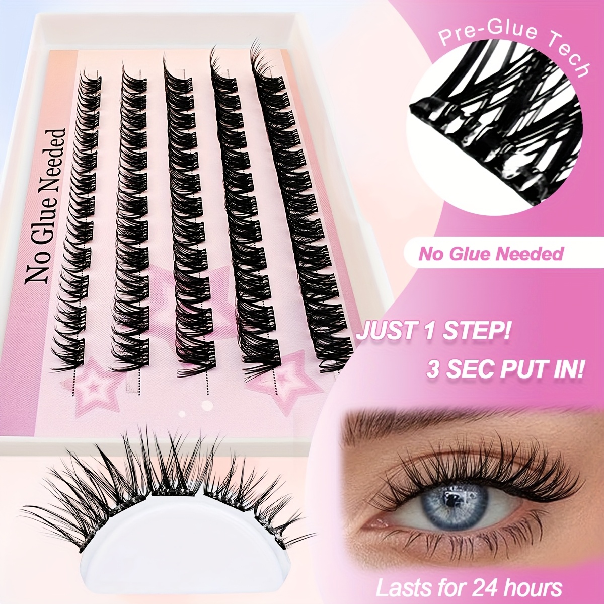 60 clusters of self eyelashes fluffy and cat easy to apply self false eyelashes kit natural look beginner friendly details 7