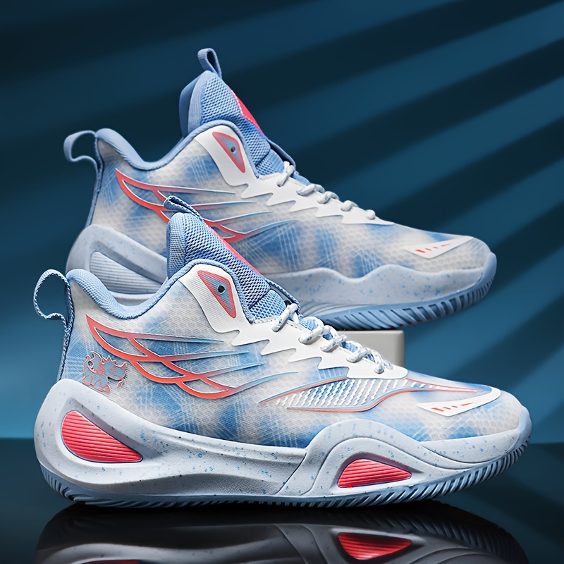 2024 *'s Basketball Shoes Breathable Anti-Slip Ce*t-Tread Traction,  Shock-Absorbing Cushioned *-Top Sneakers with Turquoise Orange Accent  Court