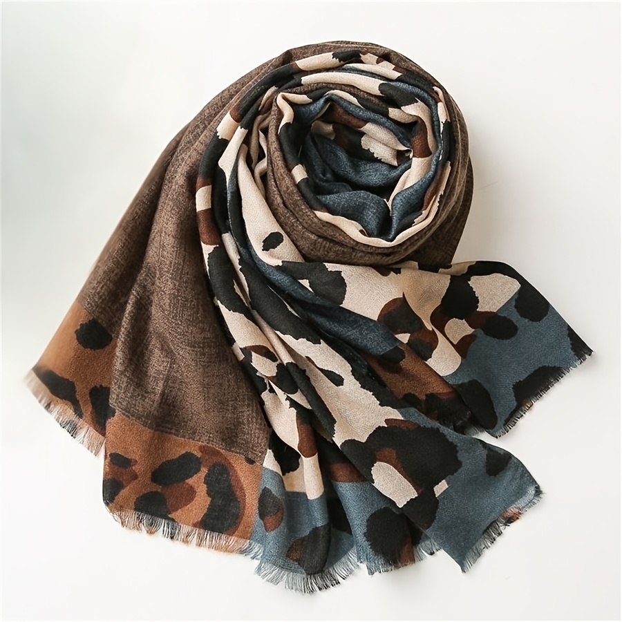 New Women'S Plus-Size Long Scarf with Leopard Print, Elegant And Casual, Fashionable Versatile Scarf, Warm Large Shawl