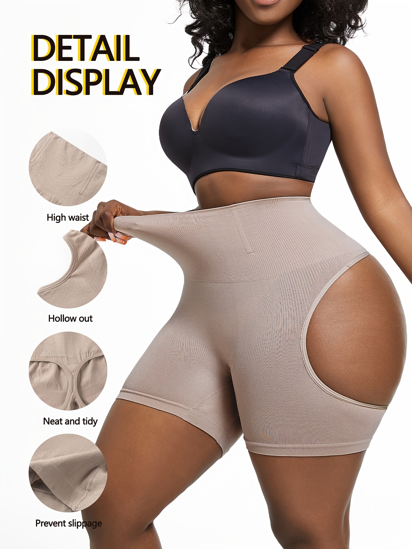 Two piece set of hip lifting pants with a feminine feel, revealing buttocks and lifting hips, shaping the body with a large waist and waist cinching, and shaping the abdomen